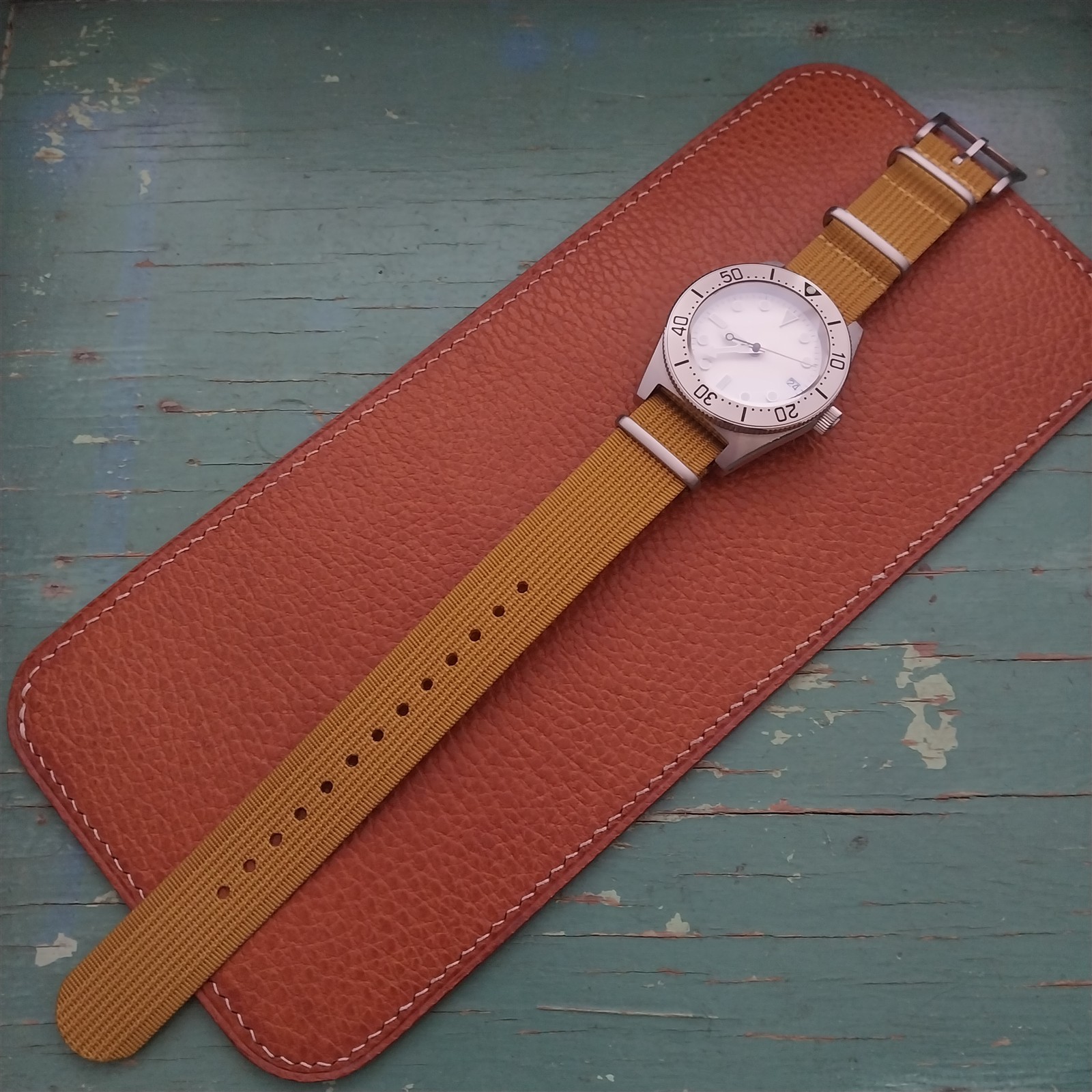 20mm Ribbed Mustard Yellow Ribbed Nylon Classic G10 Watch Strap