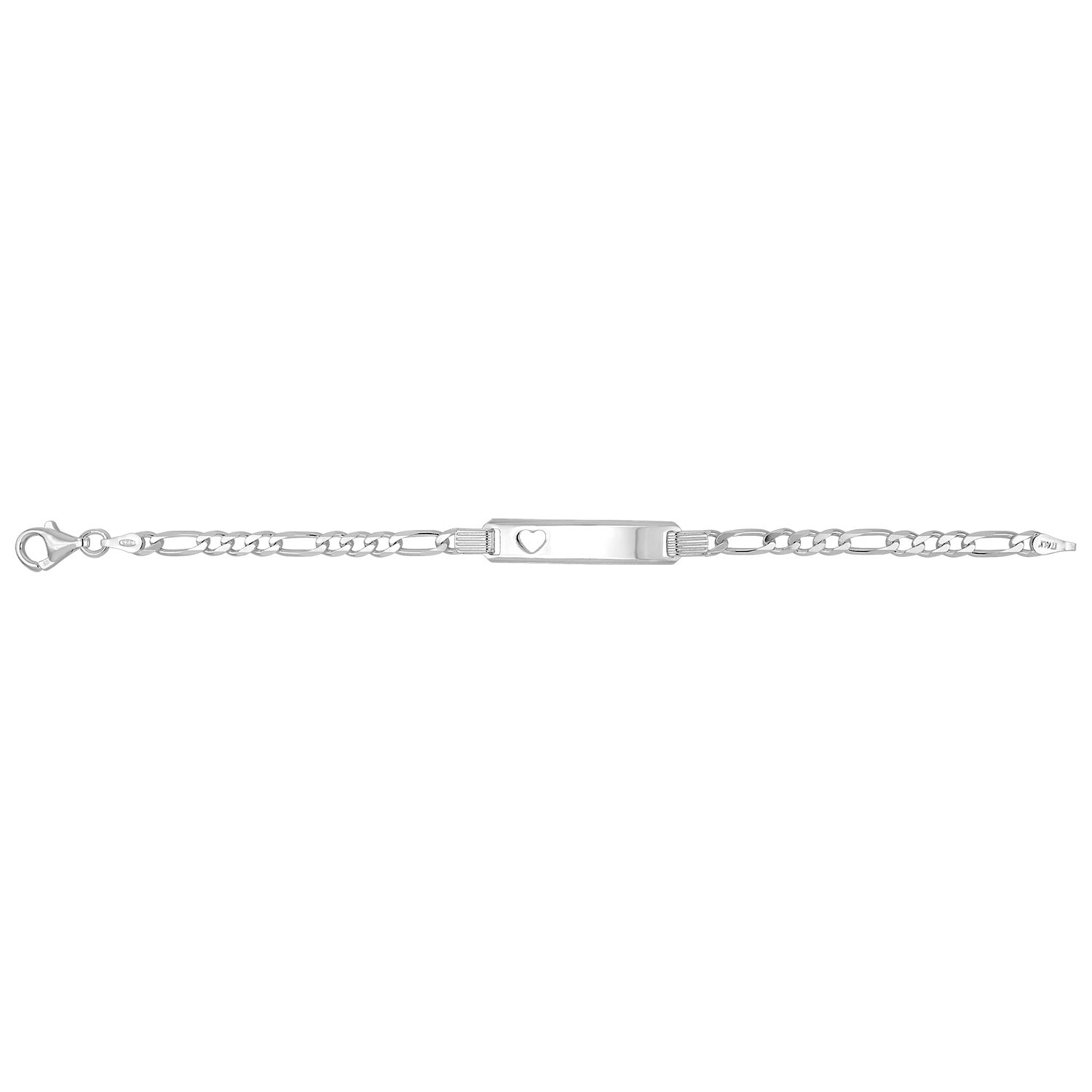 Silver Babies’ Figaro Cut out Heart ID Baby Bracelet 4.40 Grams – Gift Boxed