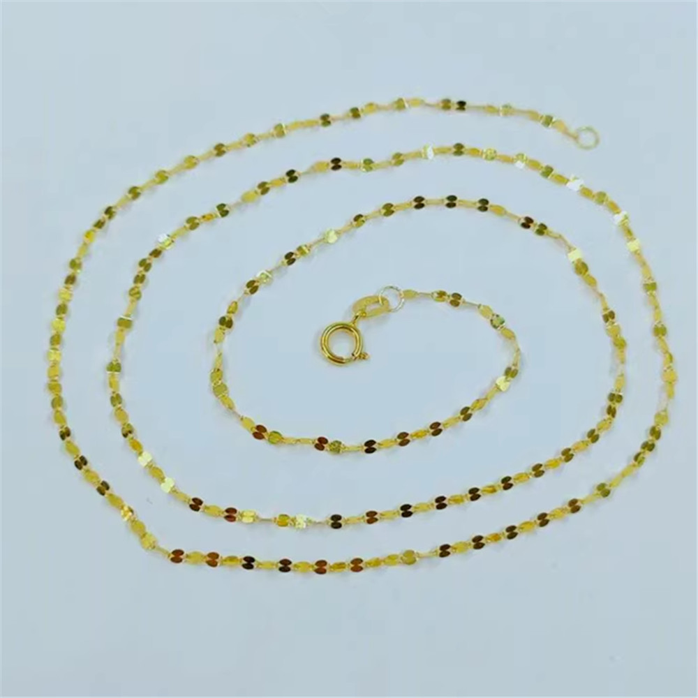 0.9mm Real Au750 Pure 18K Yellow Gold Chain Women Kiss Lip Link Necklace 17.9″