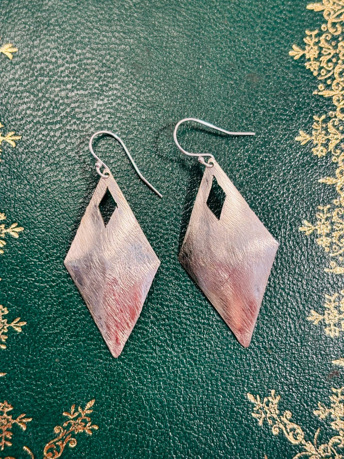 925 Silver 42x22mm Kite Drop Earrings Hook Settings Hand Made In UK HMJ099