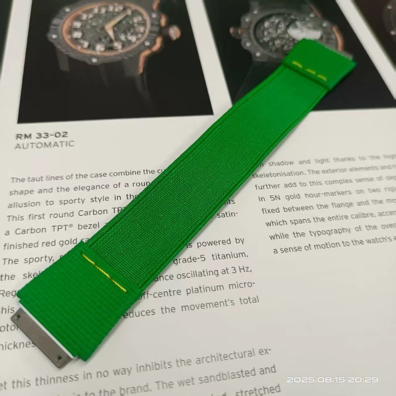 Replacement Green Elastic Watch Strap Fits Richard Mille RM67 01 02 S M Sizes