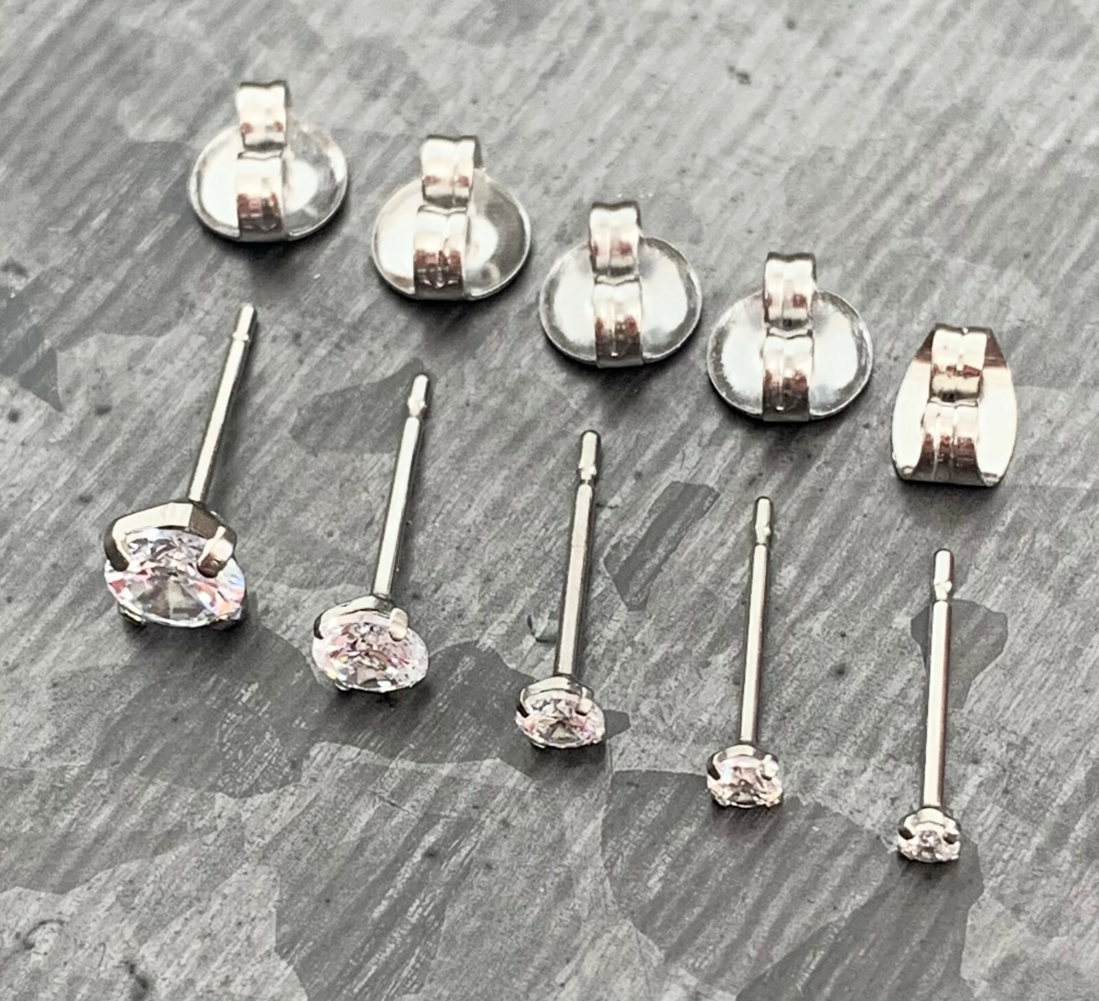 PAIR Martini Set CZ Gem Stud Earrings 6AL-4VELI ASTM F136 Implant Grade Titanium