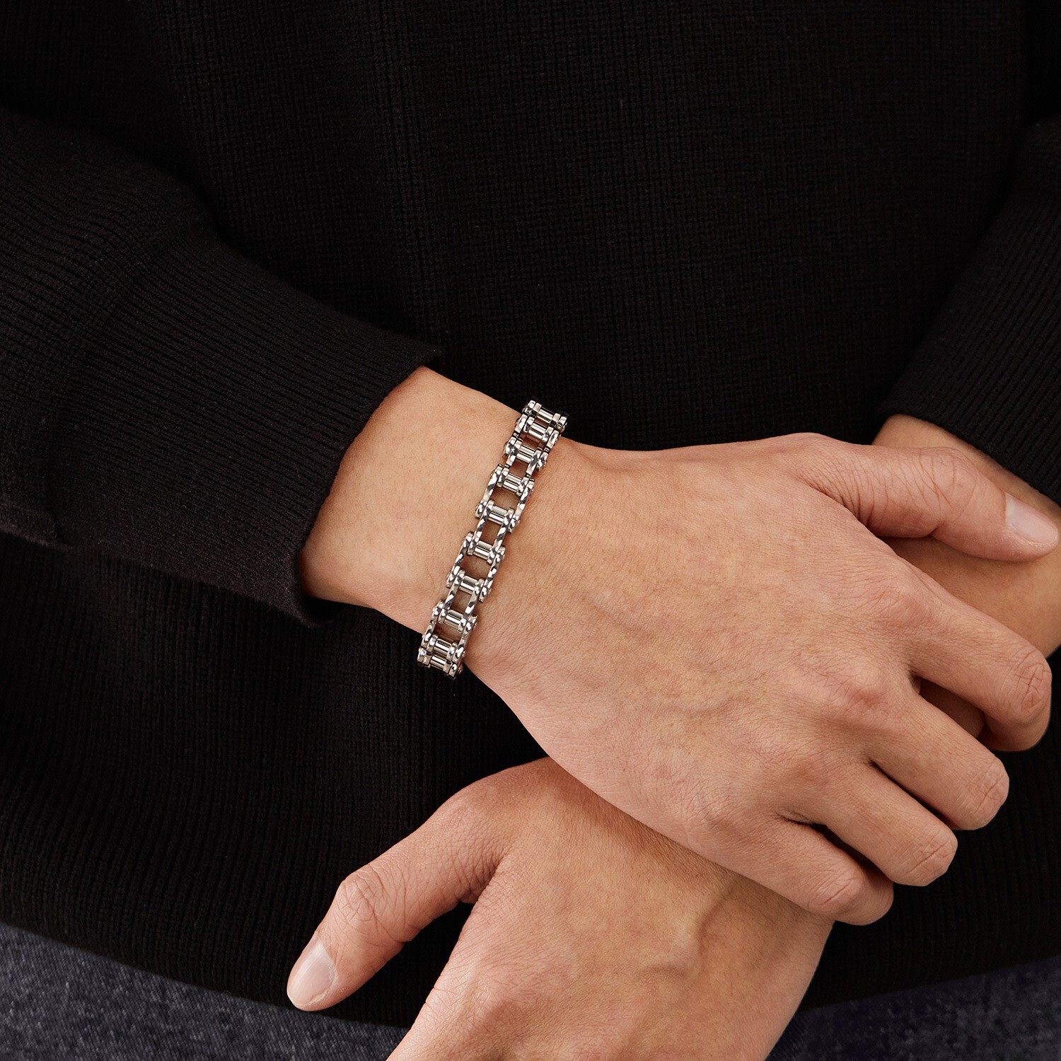 8″ Exquisite Heavy Solid Stainless Steel Men’s Motorcycle Bike Chain Bracelet