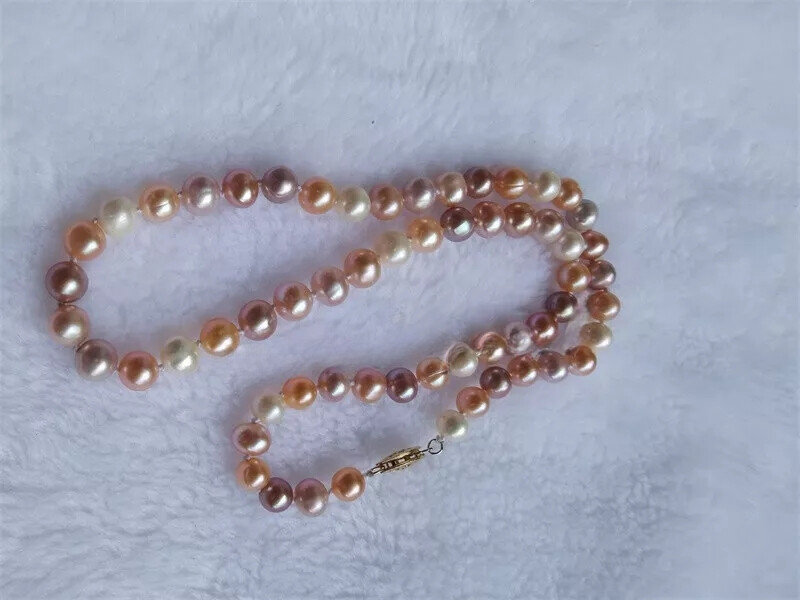 16″ 18″ 20″ AAA++ 8-7mm Elegant White Purple Pink South Sea Pearl Necklace 14k