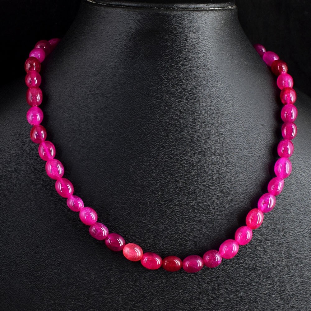 248.00 Cts Top Quality Fantastic Pink Ruby Beaded Necklace Jewelry RK 46 E685