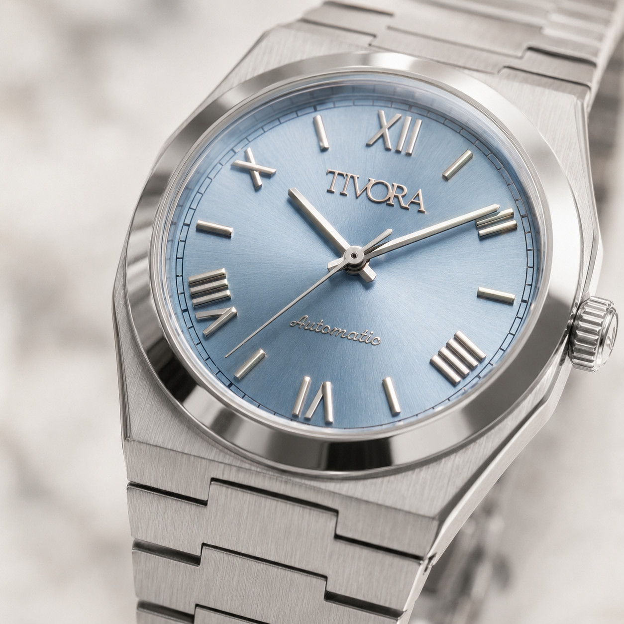 TÍVORÁ Échelon Argent Steel Ice Dial – Custom Branded Automatic Watch