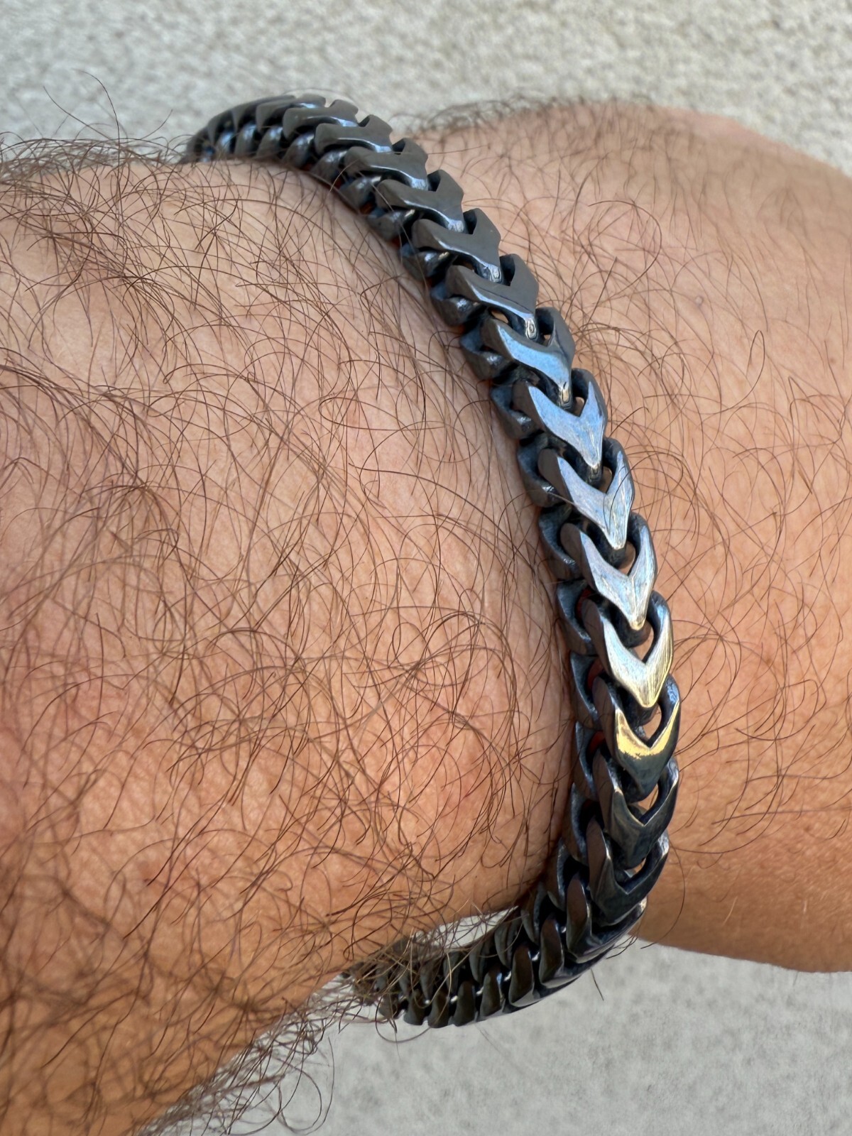Handmade Mens Franco Bracelet Black Rhodium Over Real 925 Silver Box Lock 6mm