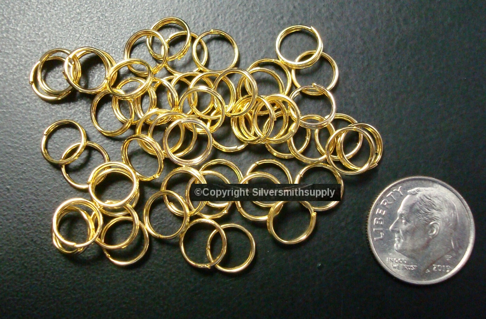 8mm Gold plated split rings jump rings 50pcs charm attachment or clasp FPC021A