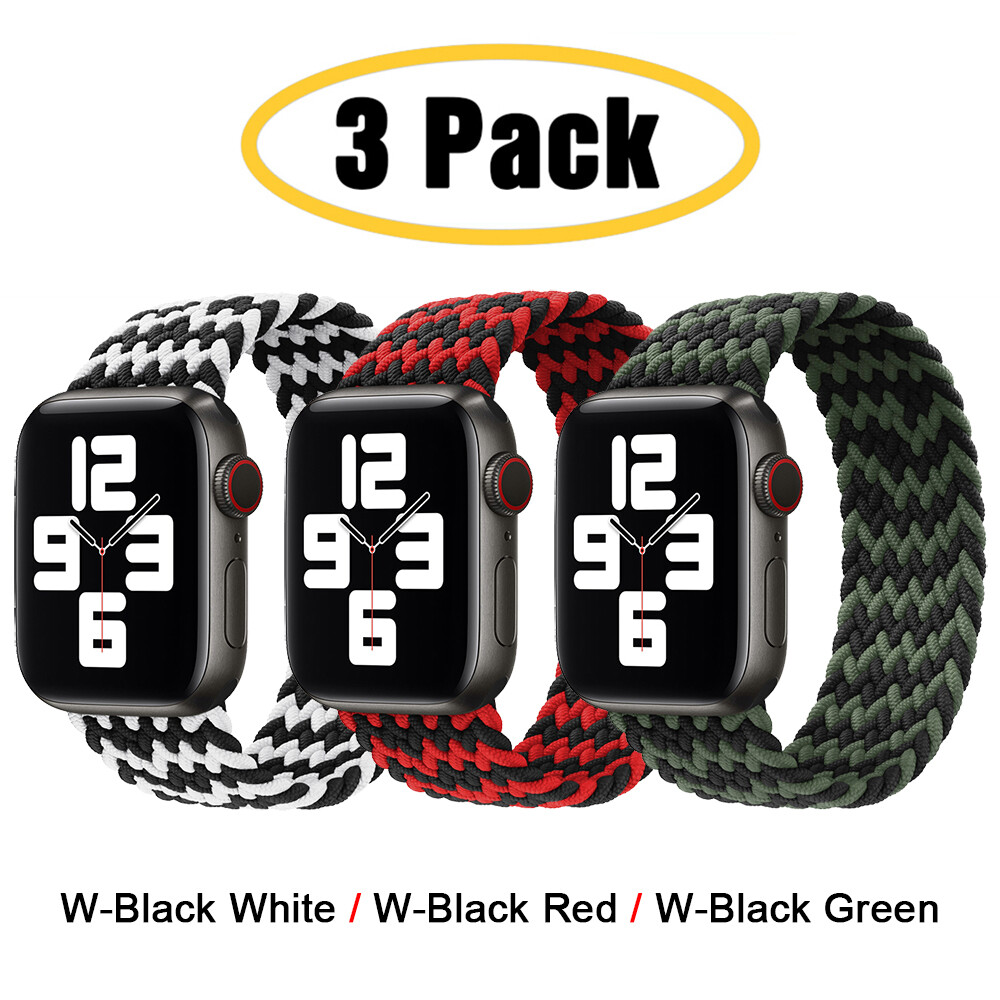 For Apple Watch 11 10 9 8 7 6 5 4 44/45/49mm 3 PACK Braided Solo Loop Band Strap