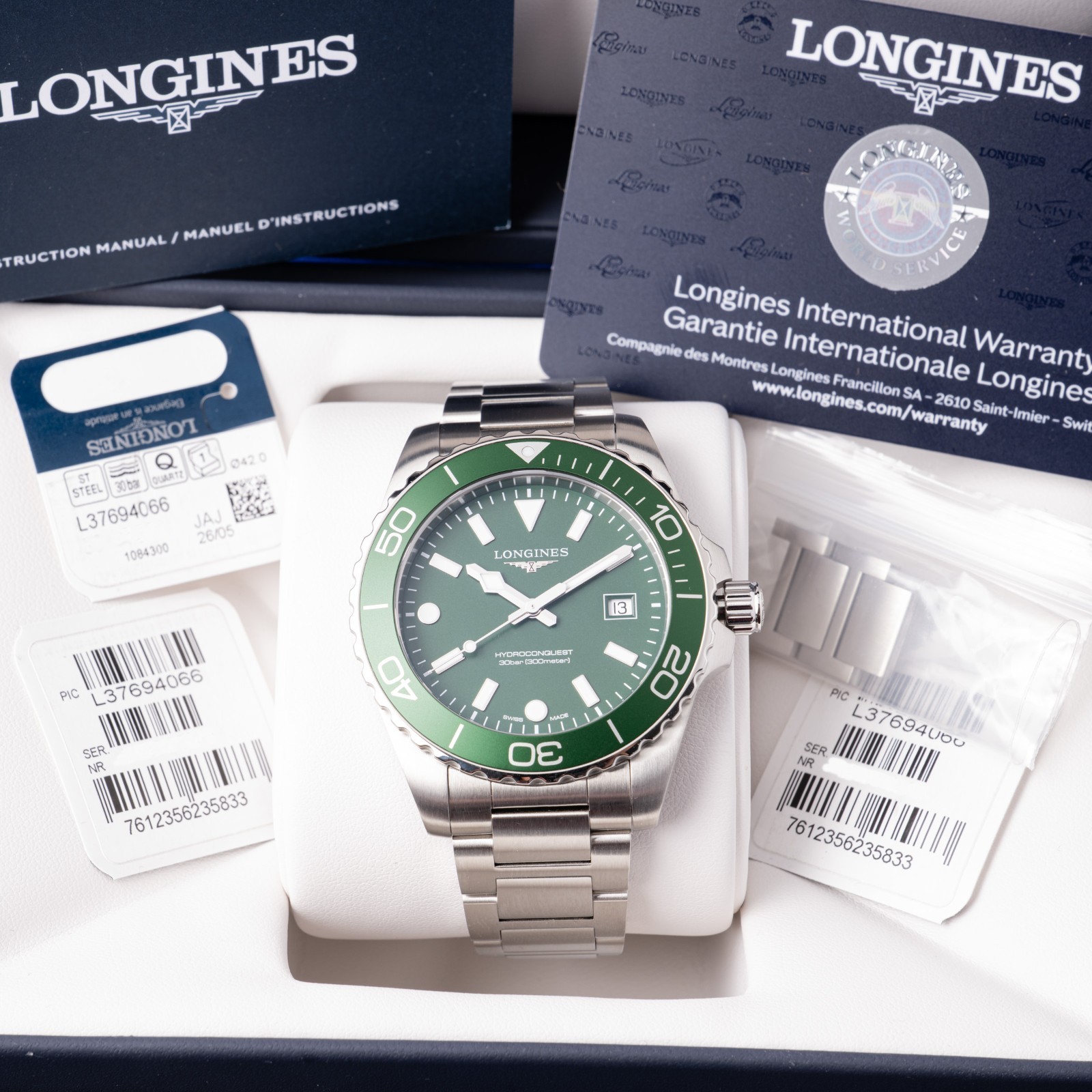 2026 LONGINES Hydroconquest 42 Green Dial L37694066 L3.769.4.06.6 w/BOX & PAPERS