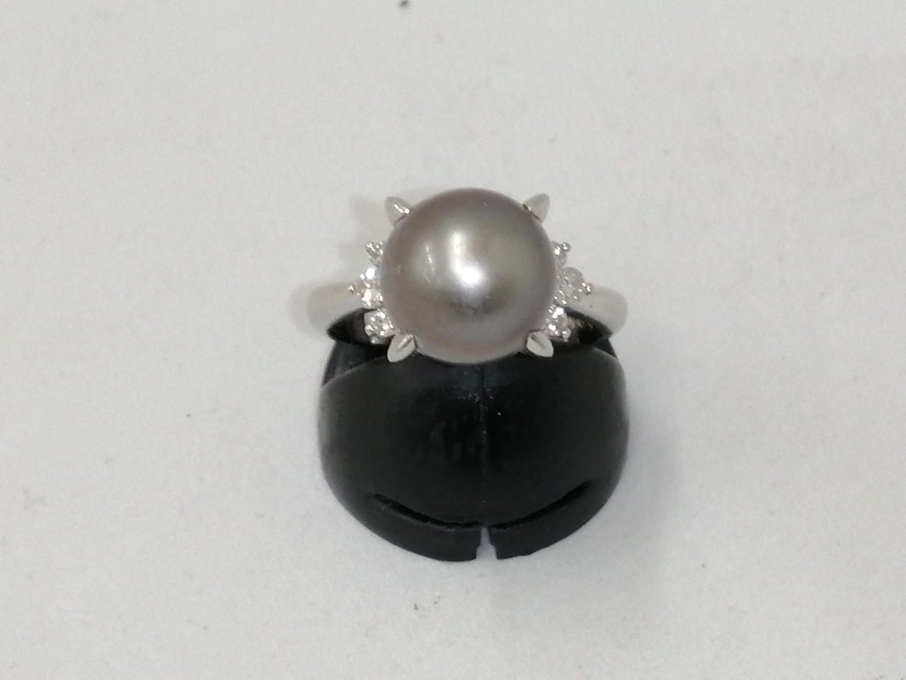 PT900 Ring Size 12 Clear Stone With Grey Used