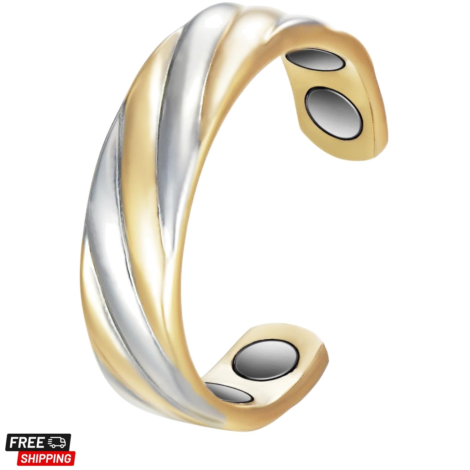 Tri Tone 99.9% Pure Copper Magnetic Ring for Women Men, Copper Magnetic Rings…