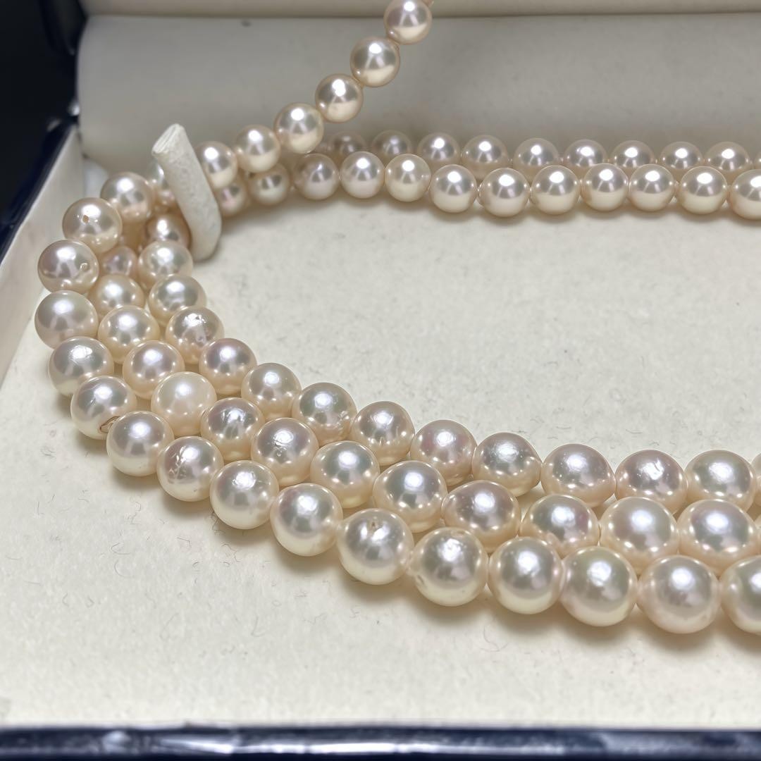 AKOYA PEARL LONG NECKLACE 6.5 7.0MM REAL PEARL WHITE 925 SILVER CLASP 120CM JP