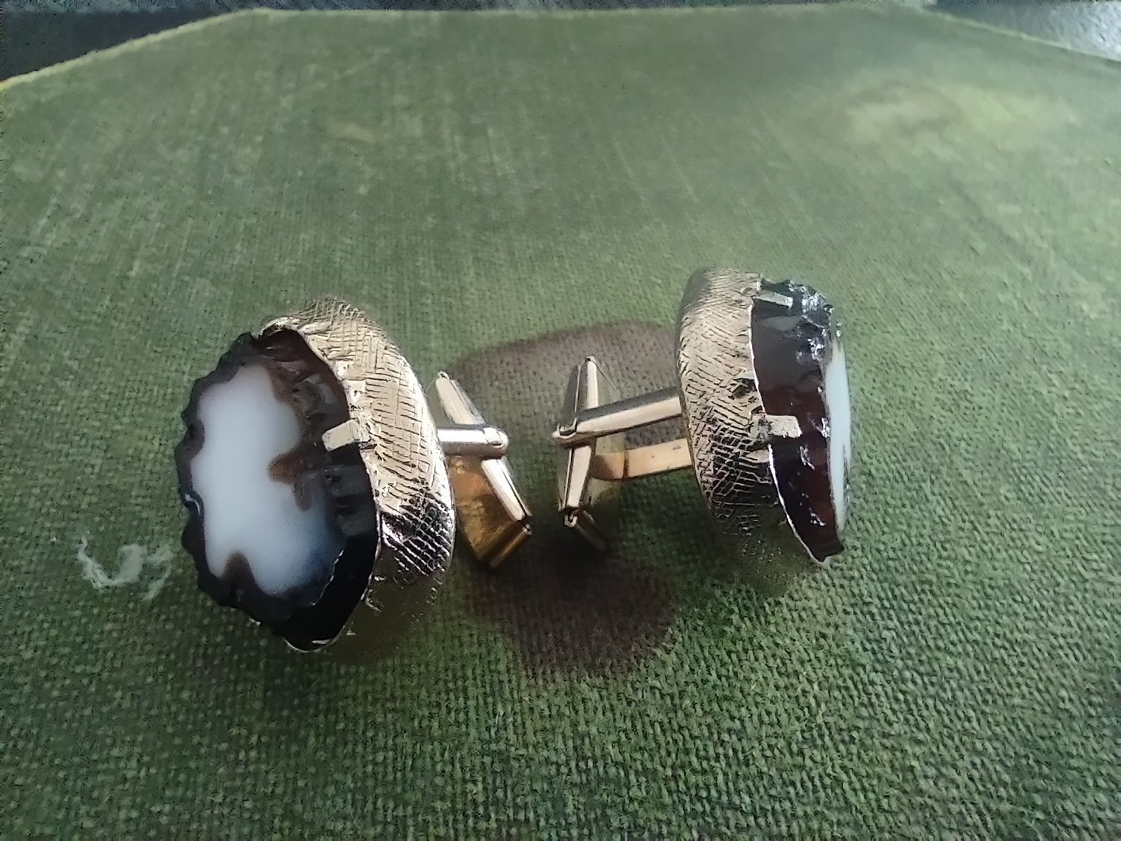 Vintage Agate Cufflinks w. makers mark