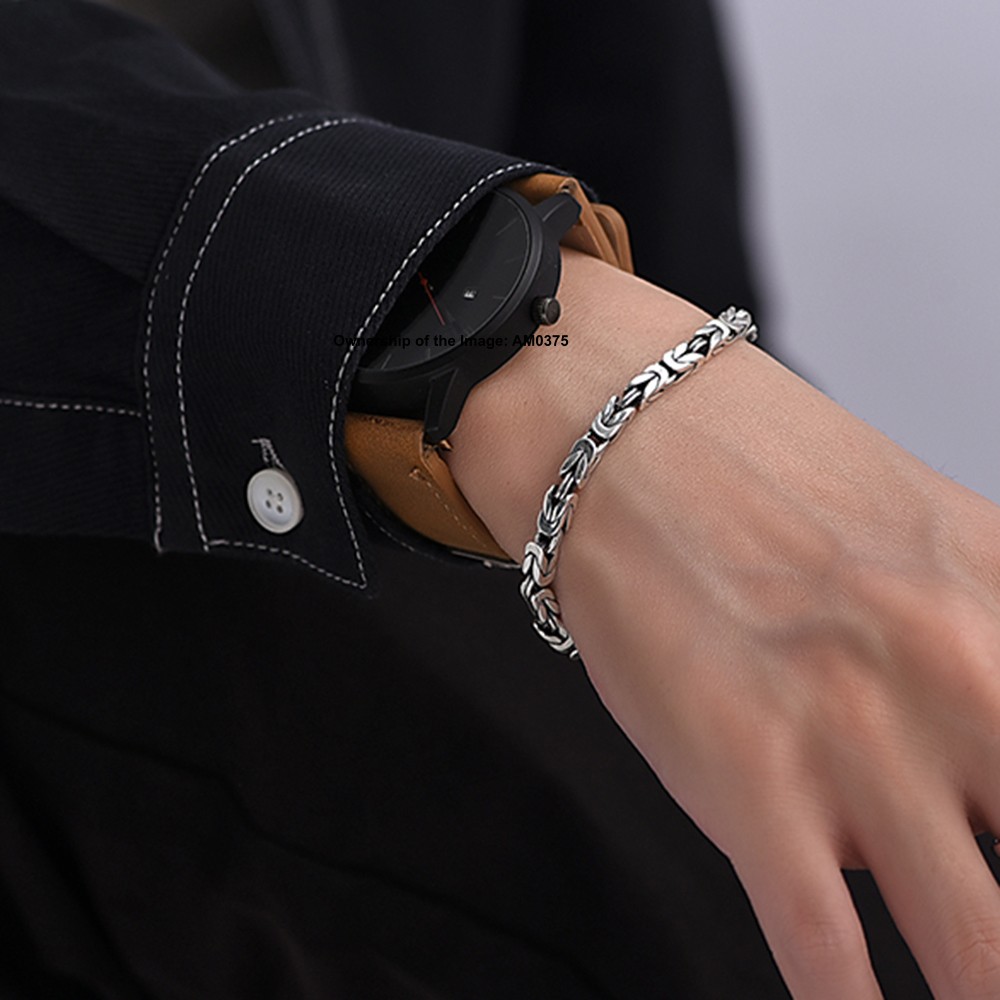 Pure 925 Sterling Silver Square Byzantine Chain Bracelet 5mm Link Unisex Jewelry