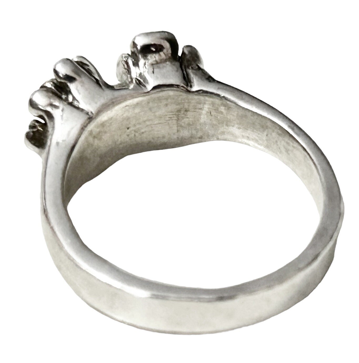 Sterling Brutalist Freeform Mod Flower Diamond Ring Sz 6.25 Scandinavian Style