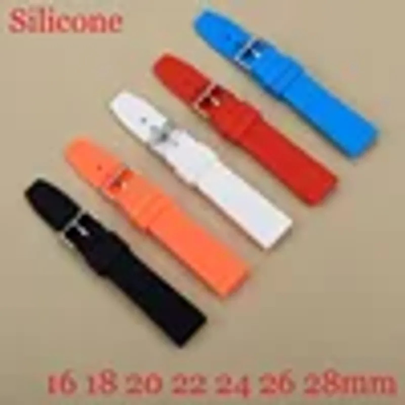 Black White Navy Brown 17mm 19mm 20mm Silicone Rubber Watchband High Quality