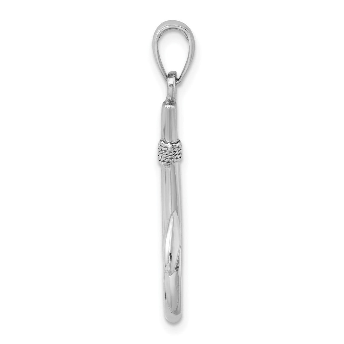 14k White Gold 3-D Fish Hook Pendant