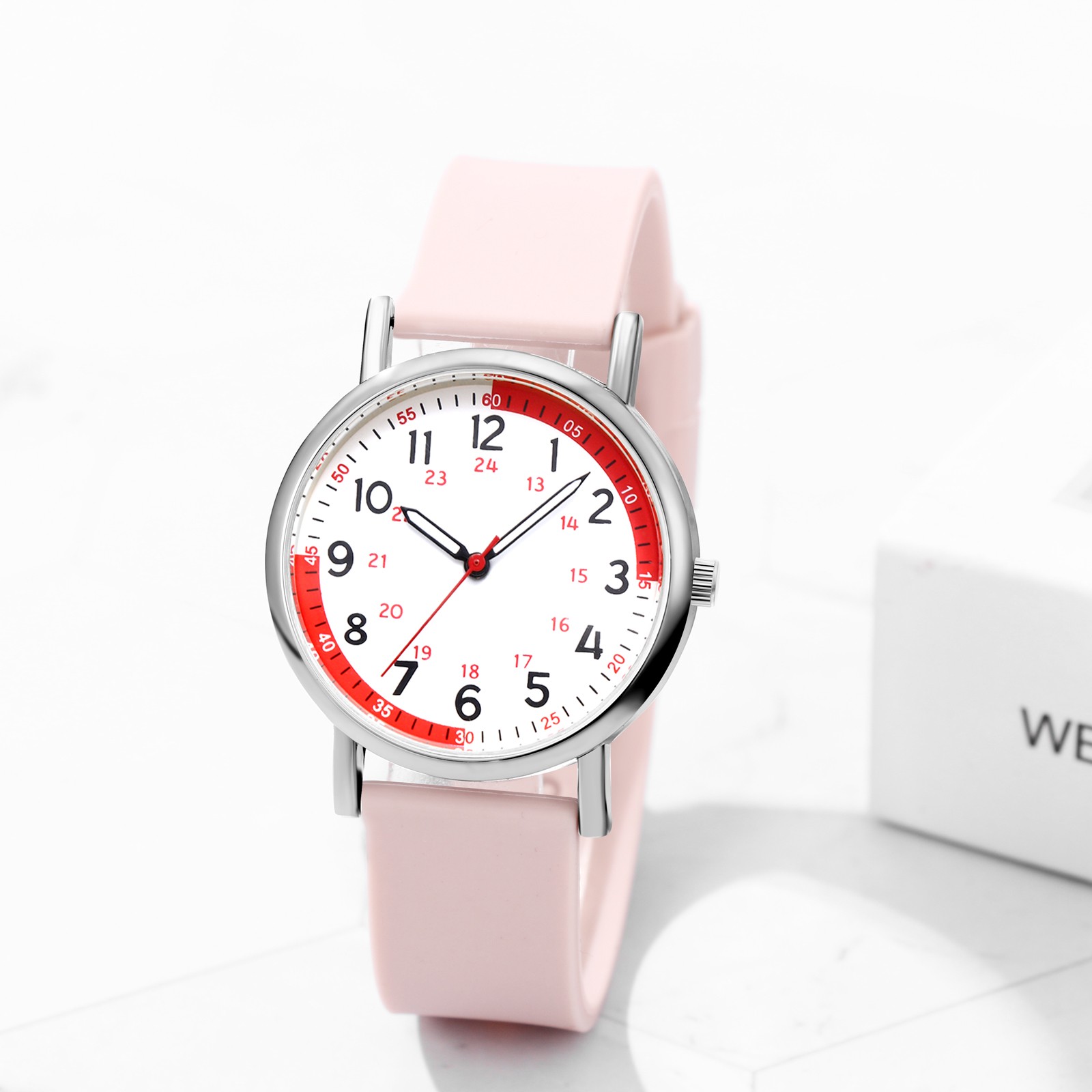 Men Women Easy Reader 24H/12H Dial Silicone Band Pulse Calculation Medical Watch
