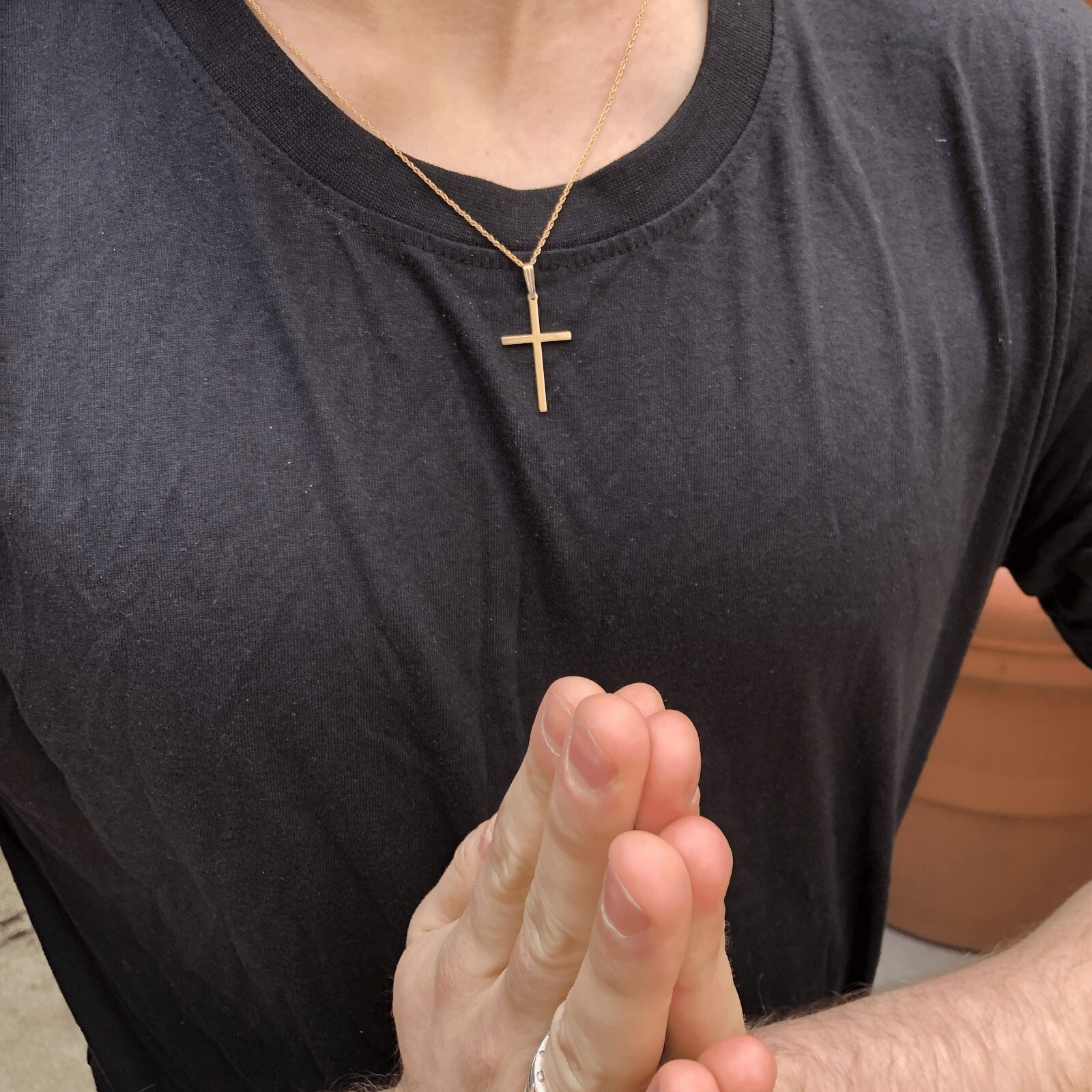 Real Solid 1/20 14K Yellow Gold Cross Crucifix Religious Pendant Necklace in mm