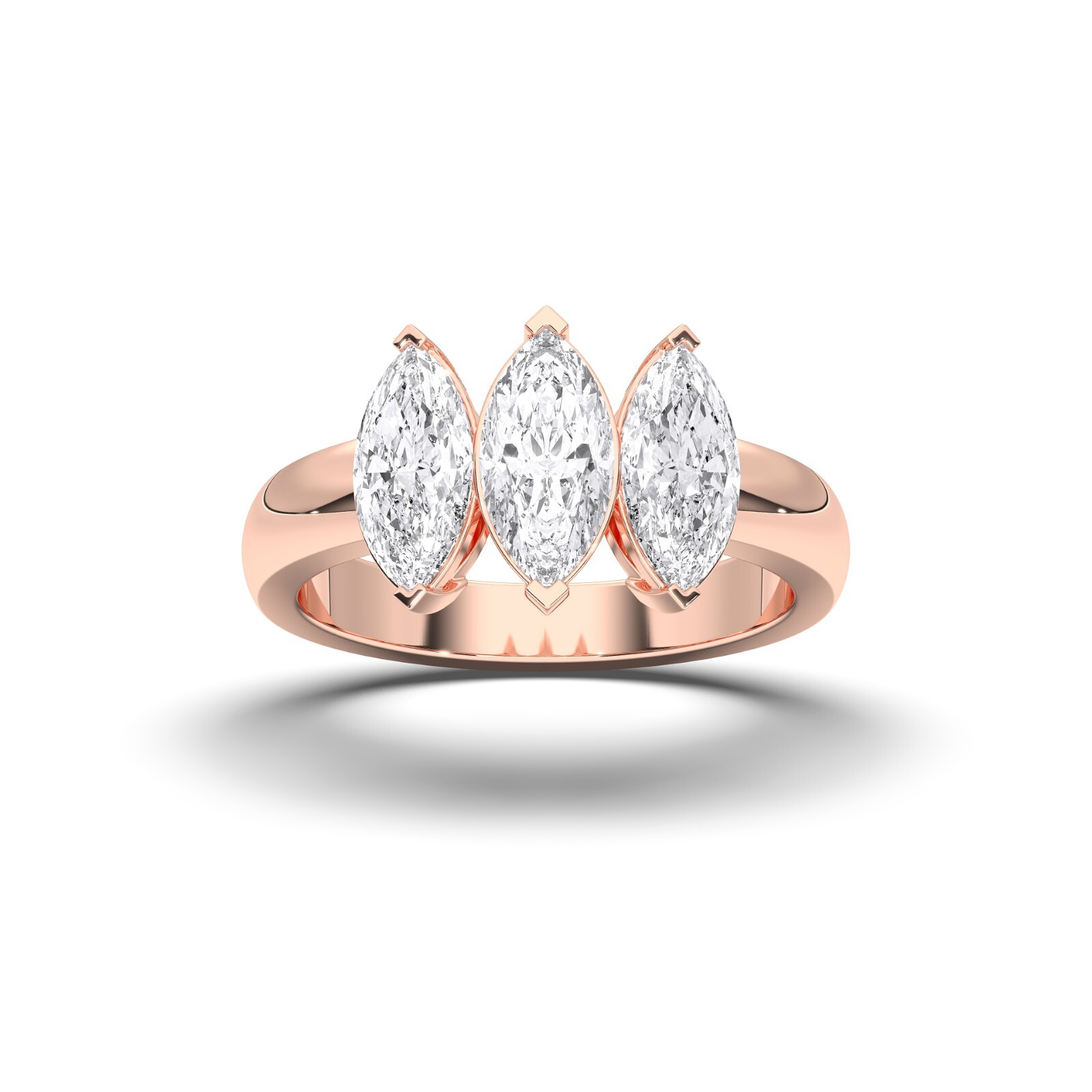 2.25 Ct Marquise Cut Moissanite Stone 3 Stone Engagement Ring in Silver For Her