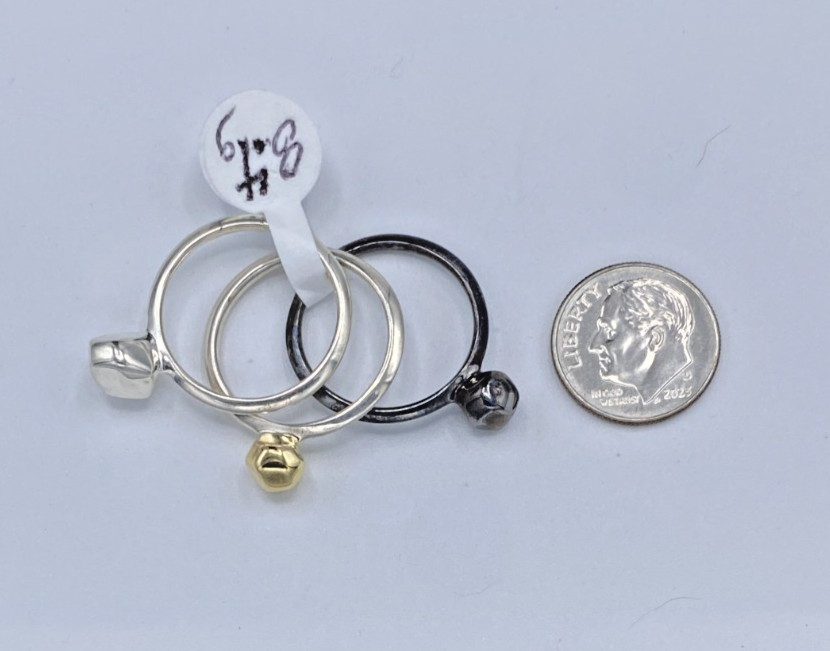 Kit Heath Set of 3 Stackable Tri Color Sterling Rokk Nugget Rings, Sz 8 NWT 8.4g
