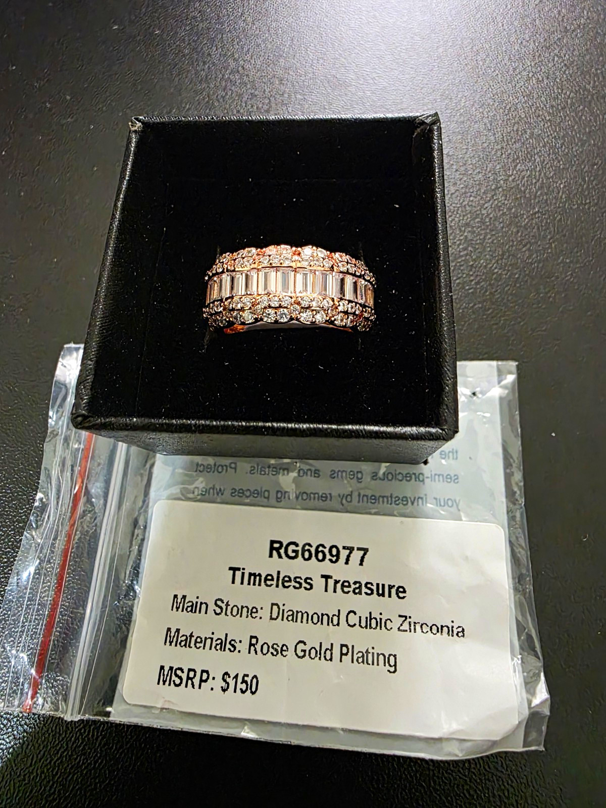Ring Bomb Party Rose Gold Plated Clear CZ Band Ring Size 7 RG66977