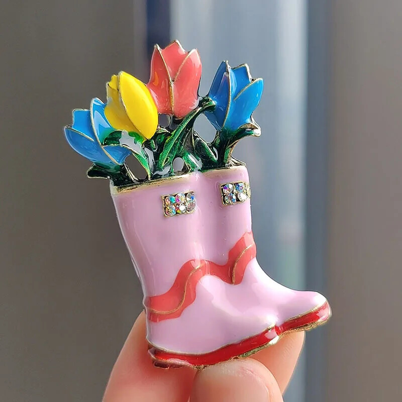 Fashion Tulip Boot Brooch Vintage Flower Shoes Accessory Jewelry