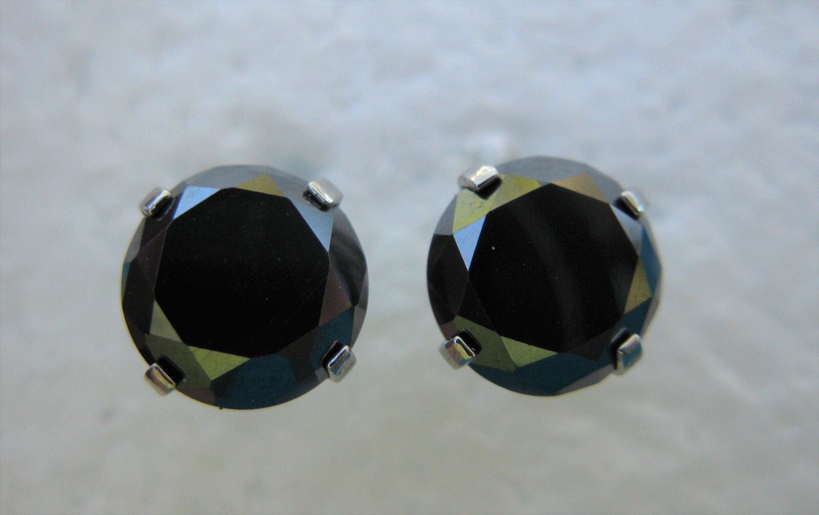 4.10ctw SCREW BACK 100% REAL BLACK DIAMOND EARRINGS,CERTIFICATE,FREE DIA TESTER