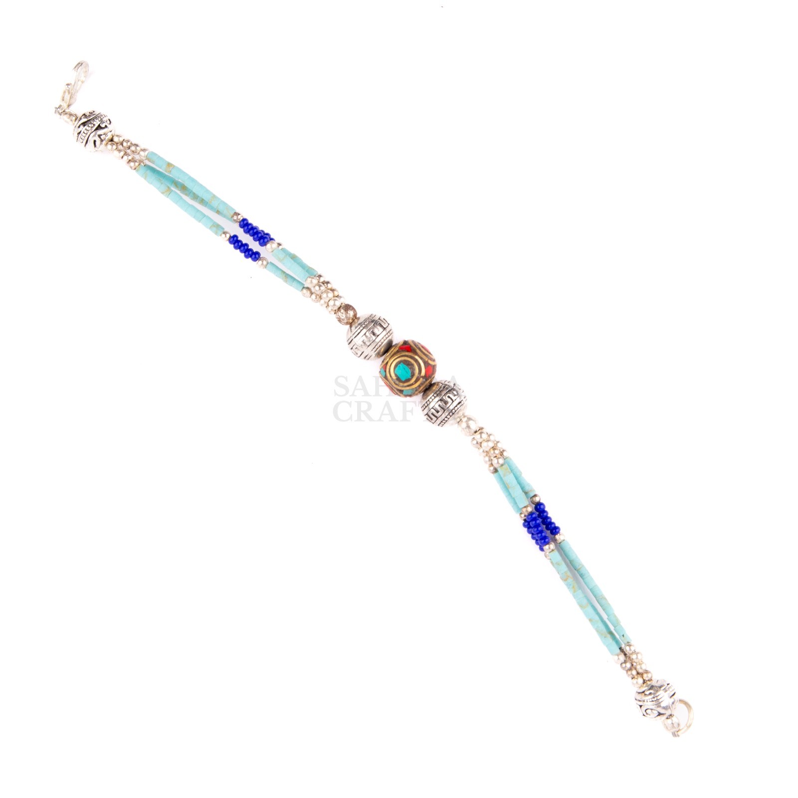 Tibetan Bracelet, Turquoise Lapis Lazuli Beads, Traditional Tibetan Bead Jewelry