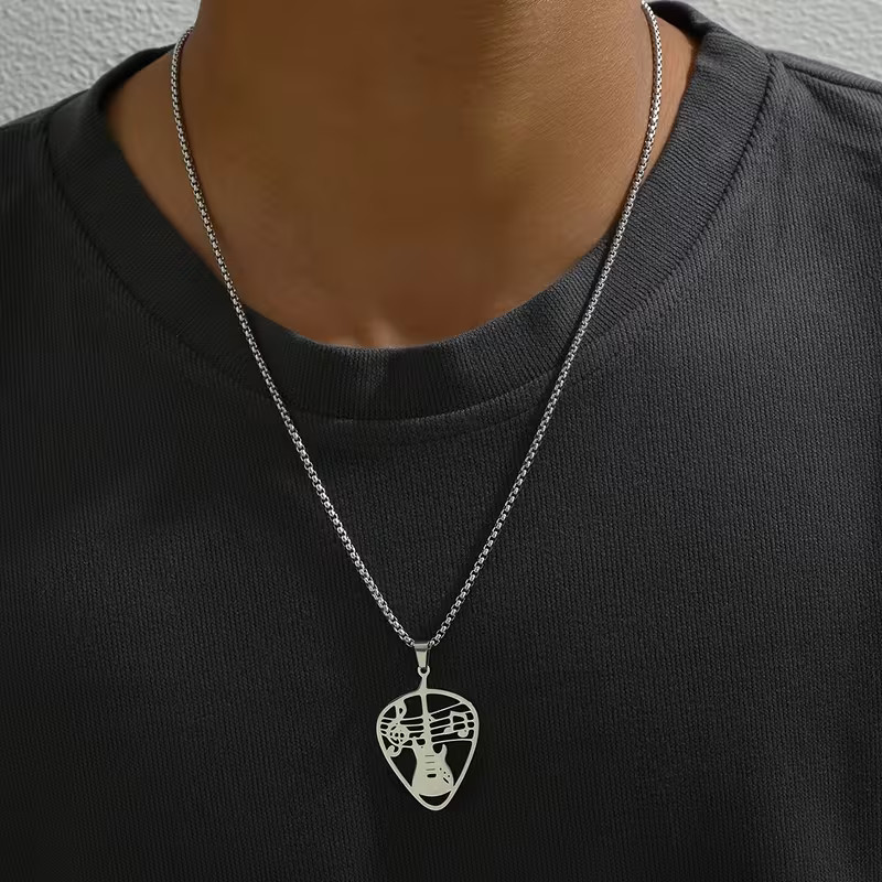 Guitar Pick Necklace Instrument Jewelry 304 Stainless Steel Music Pendant