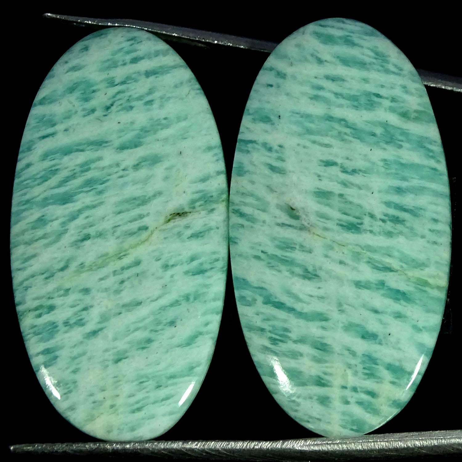 43.50Cts Natural Designer Amazonite Oval Cabochon Pair Gemstone 17X33X4MM