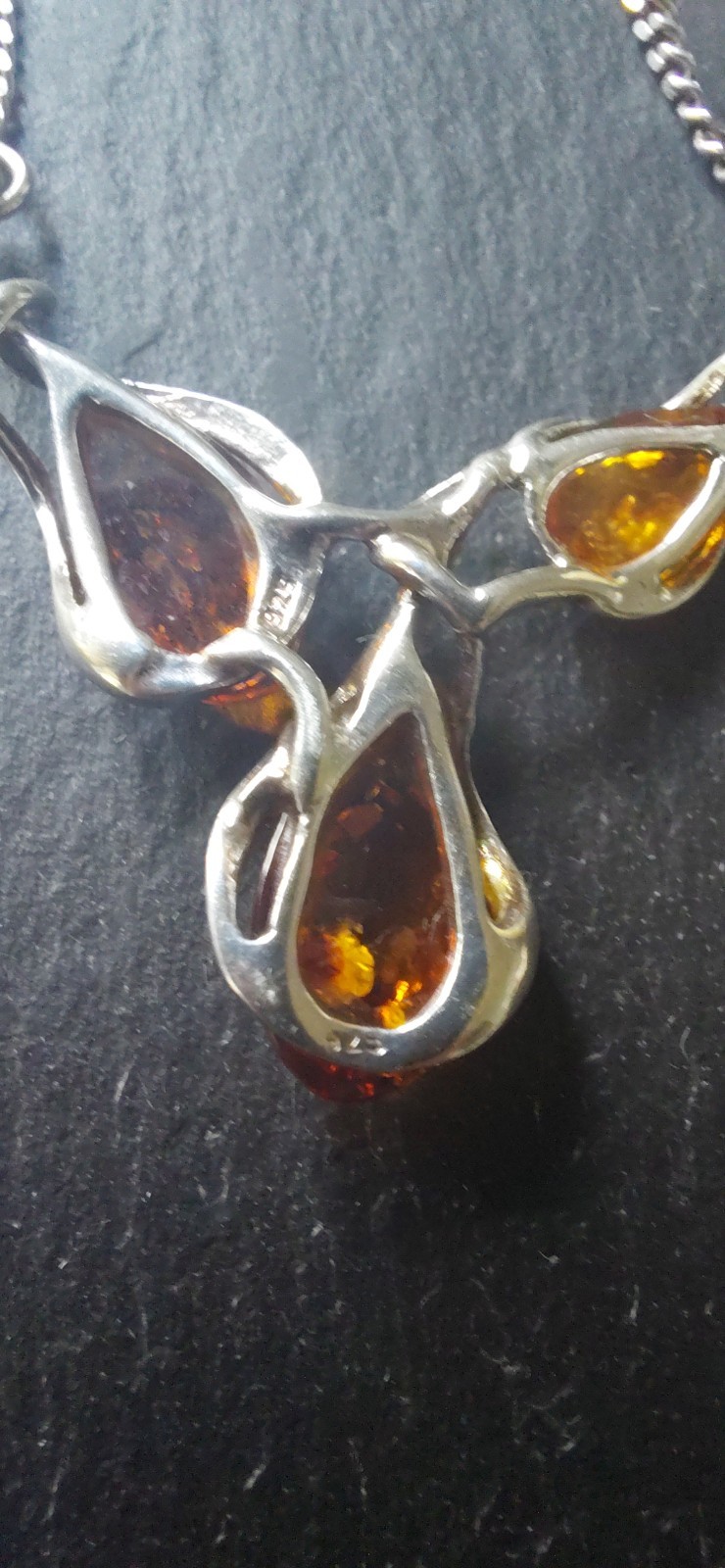 Vintage 1976 925 Sterling Silver & Baltic Amber Necklace and Earrings