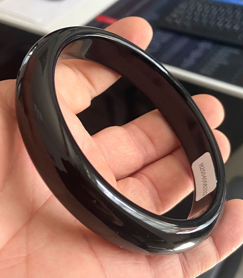 Certified Huge 68-69mm Grade A Natural Black chalcedony jade jadeite Bangle