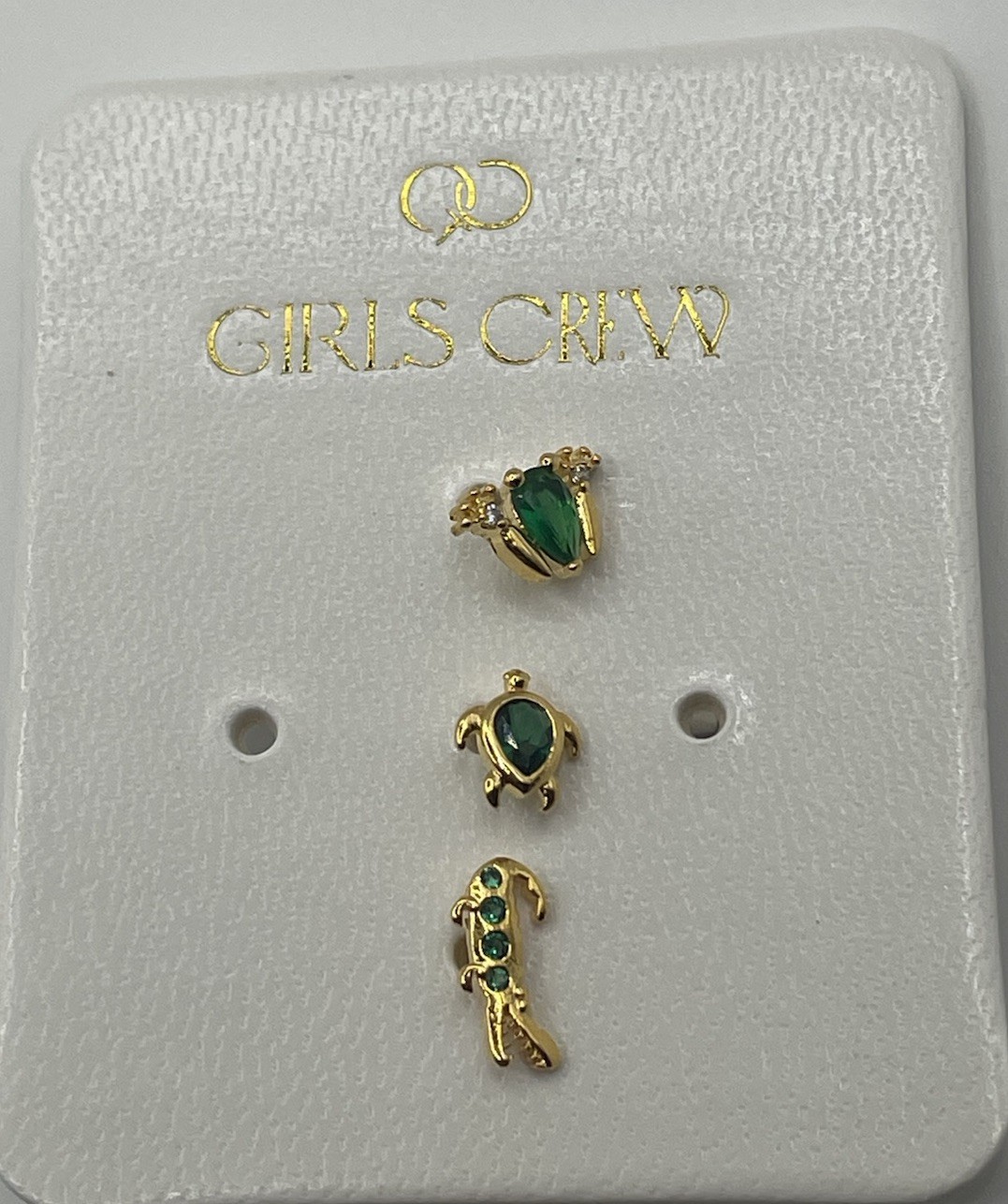 Girls Crew Emerald Rainforest Stud Set of 3