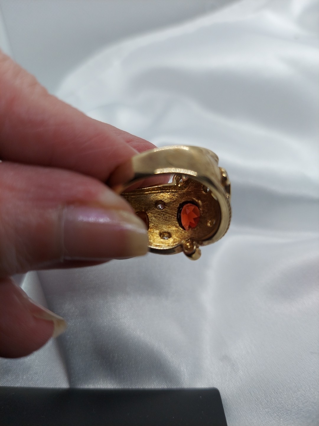 18k On Sterling Garnet Lemon Citrine Byzantine Etruscan Ring Sz10 Ross Simon’s