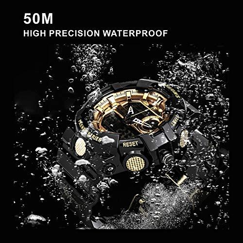 PINDOWS Analog Digital Wristwatch 50m Waterproof Date Multifunction Clear Black