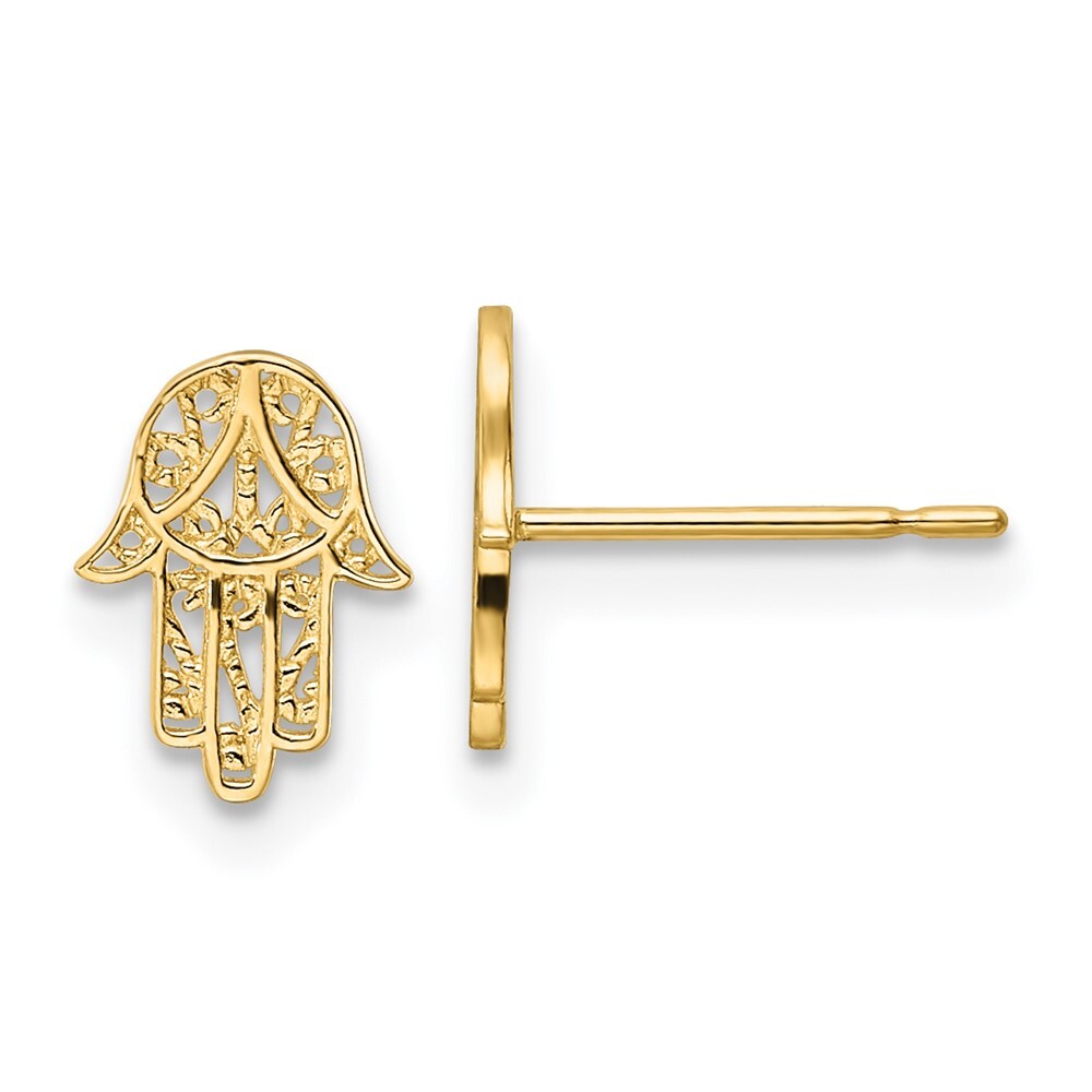 8.7mm 14K Yellow Gold Hamsa Post Earrings