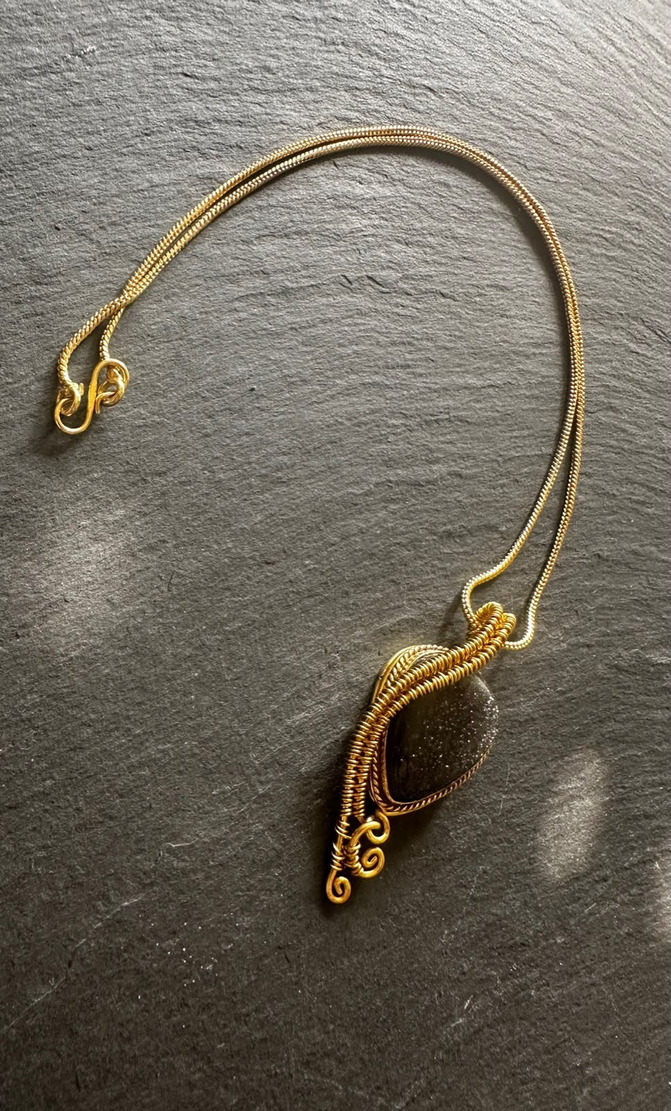 Handmade Spanish Copper Agate Necklace Artisan Boho Vintage Style