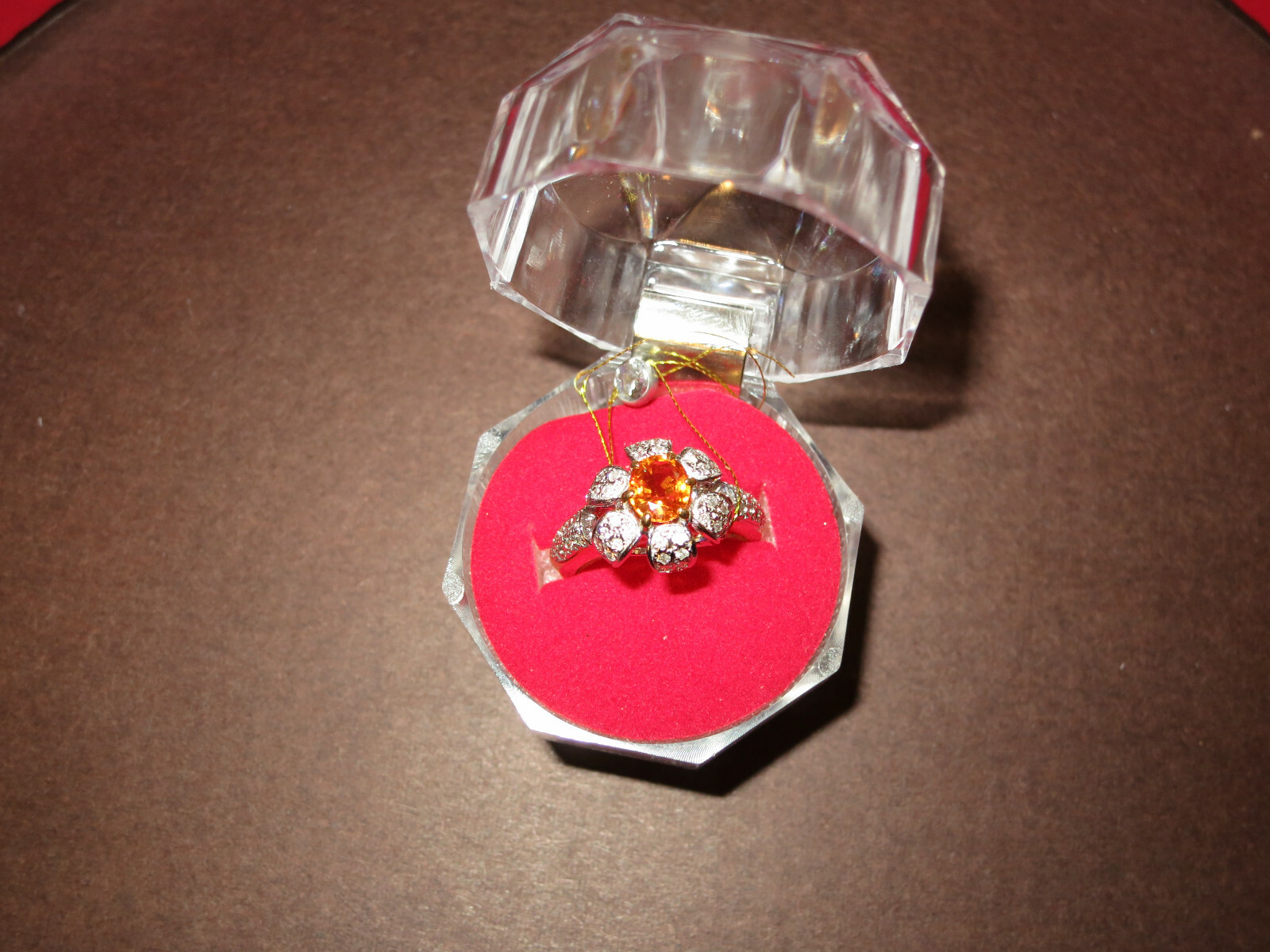 60 BRILLIANT Excellent!!!! Ladies gold ring 585 with sapphire!, size 16.5-17