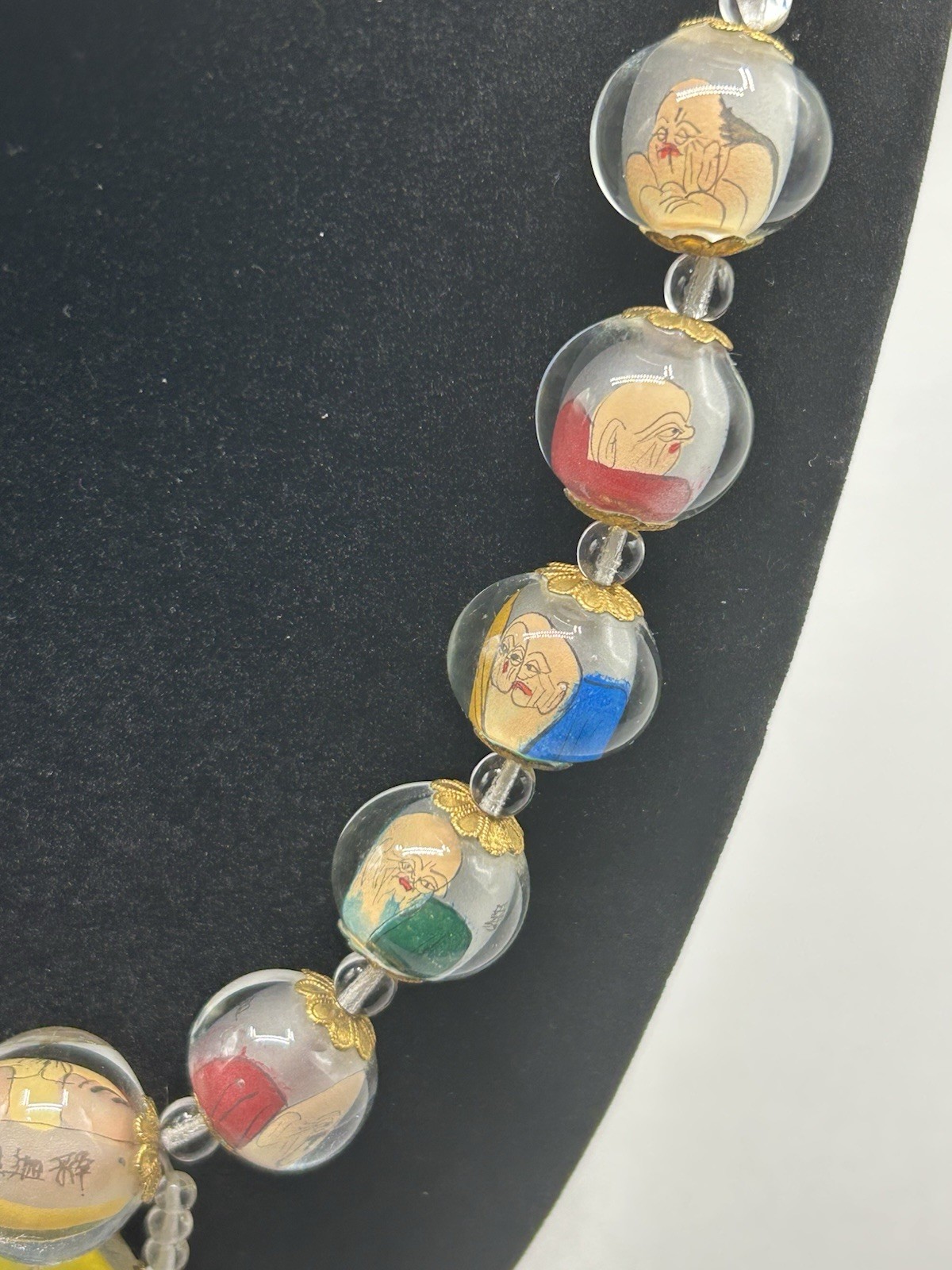 Reverse Handpainted Prayer Beads from the Early to Mid 20th Century Vintage