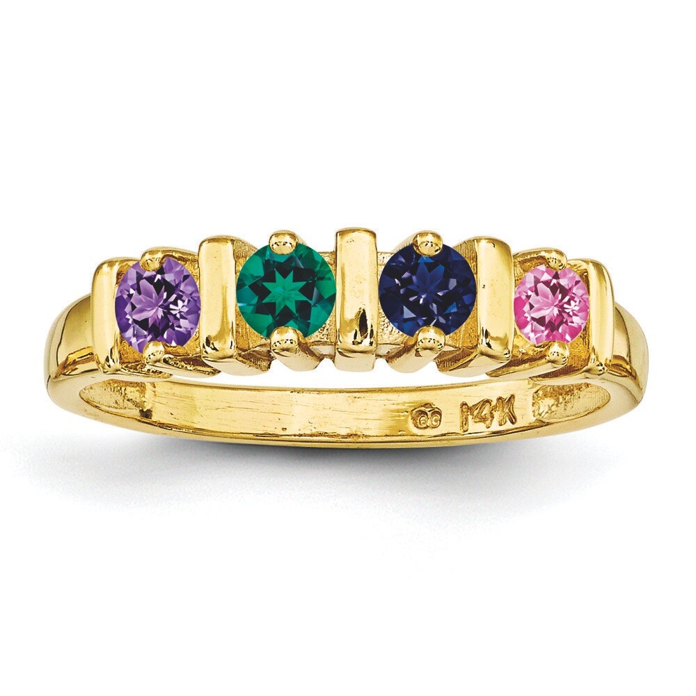 Mothers Ring 14K Solid Gold 1 to 6 Round Birthstones, Mother Day Rings