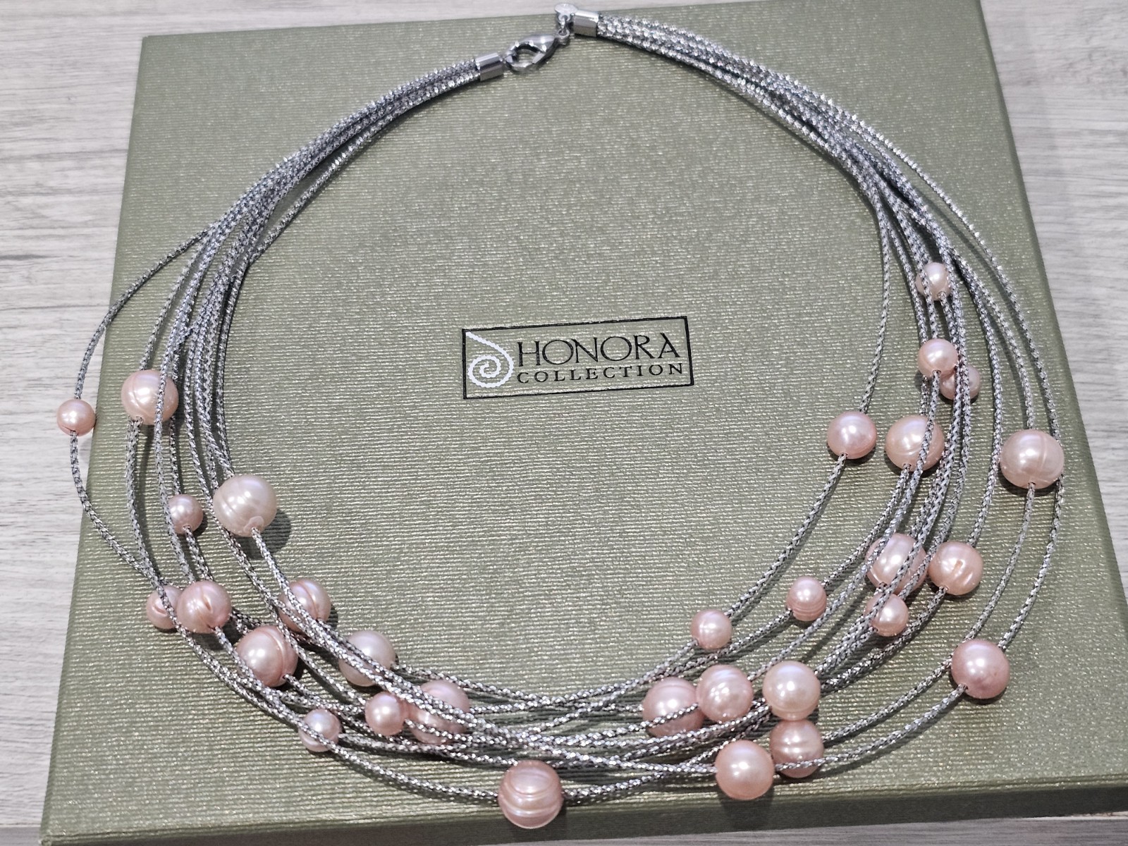 Honora Stainless Steel Multi-Strand Cable and Pearl Necklace