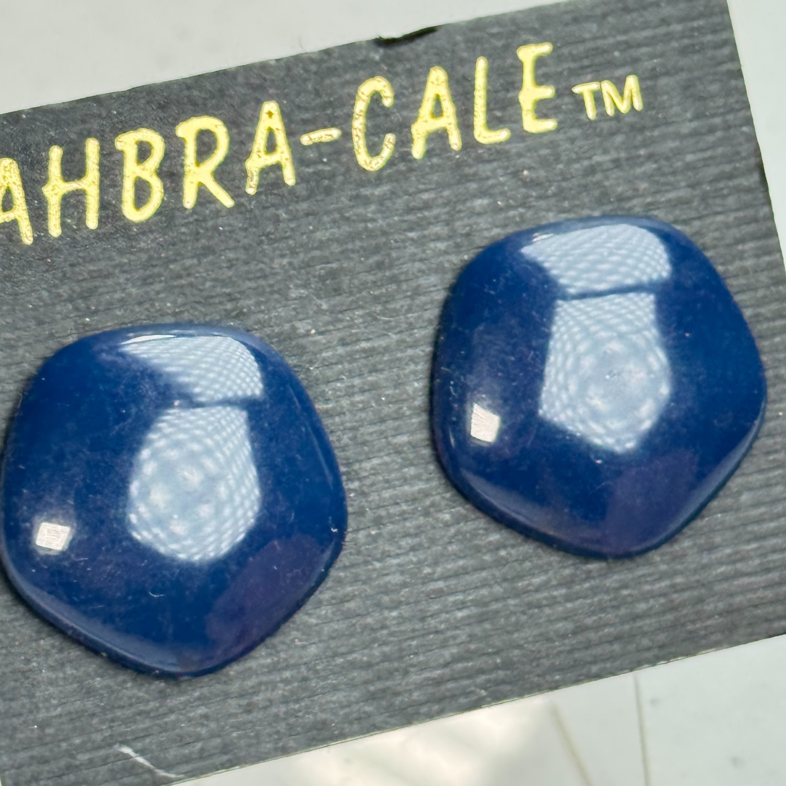 Vintage Earrings Blue Pentagon Stud Acrylic Chunky Statement Large 90s Y2K 80s