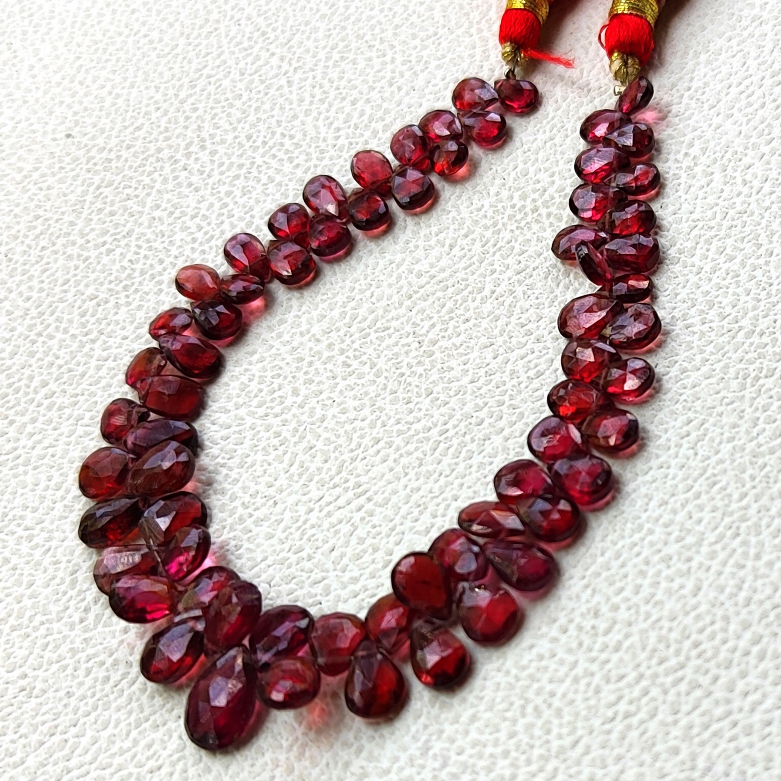 Red Mozambique Garnet Faceted Pear Briolette Beads 7×5 to 11×8 mm 8″ Gem Strand
