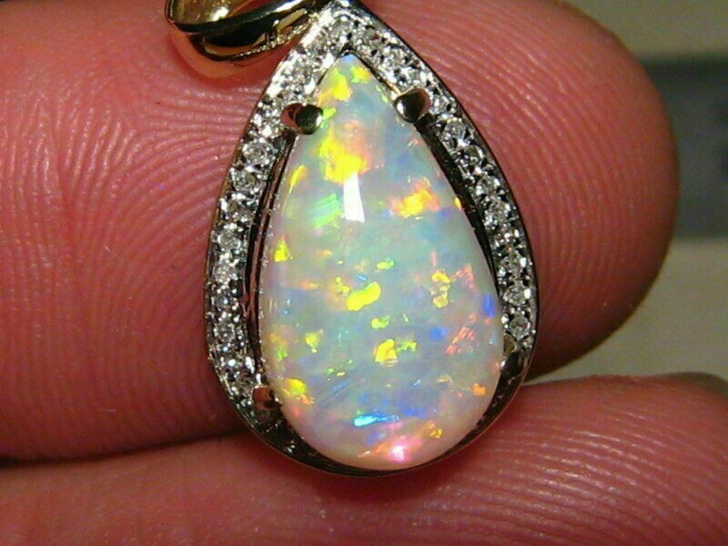 4Ct Pear Cut Fire Opal Diamond Teardrop Pendant 14K Yellow Gold Over Free Chain