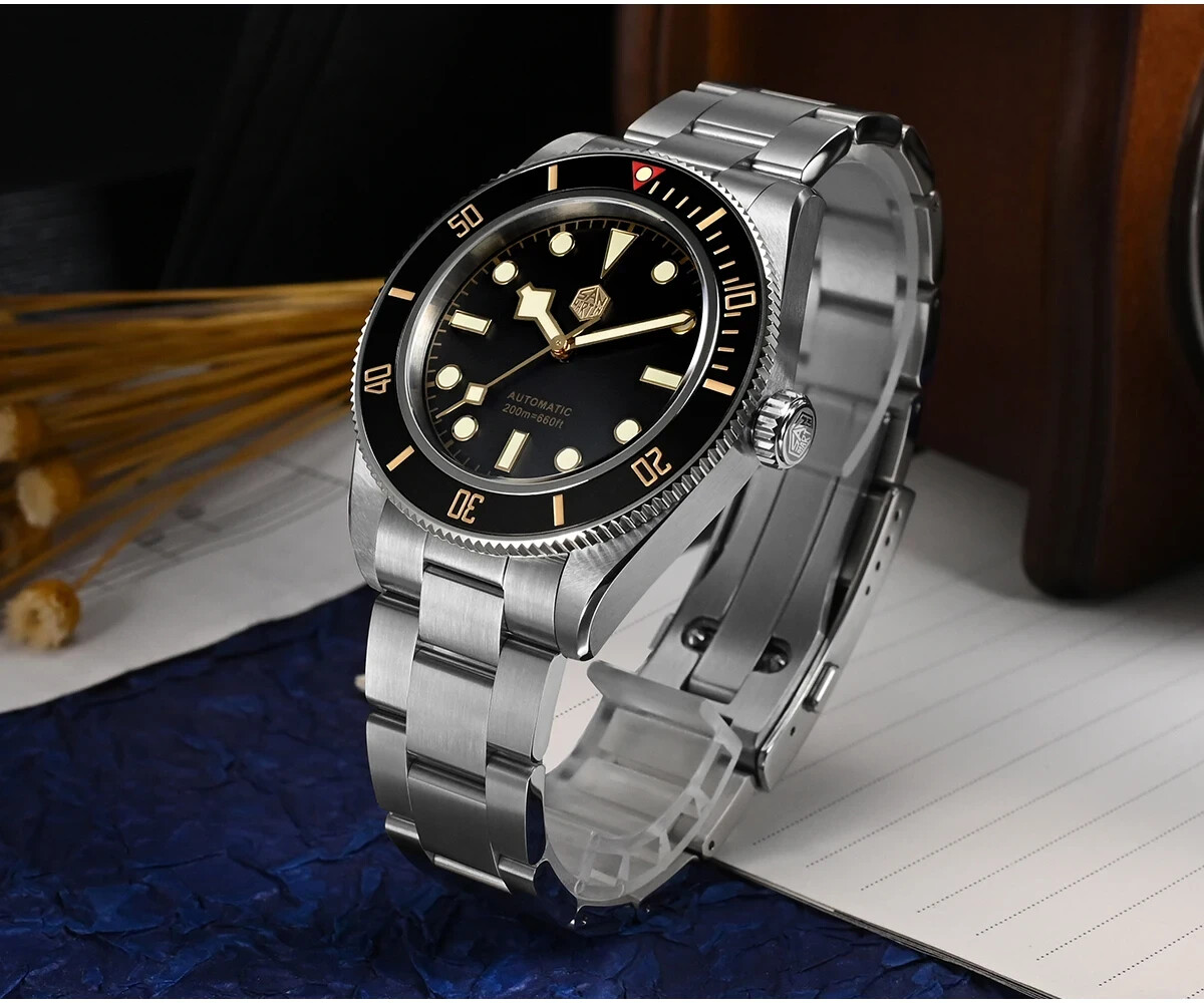 BB58 San Martin Diving 40MM Automatic Black Silver Steel 200M Seiko NH35