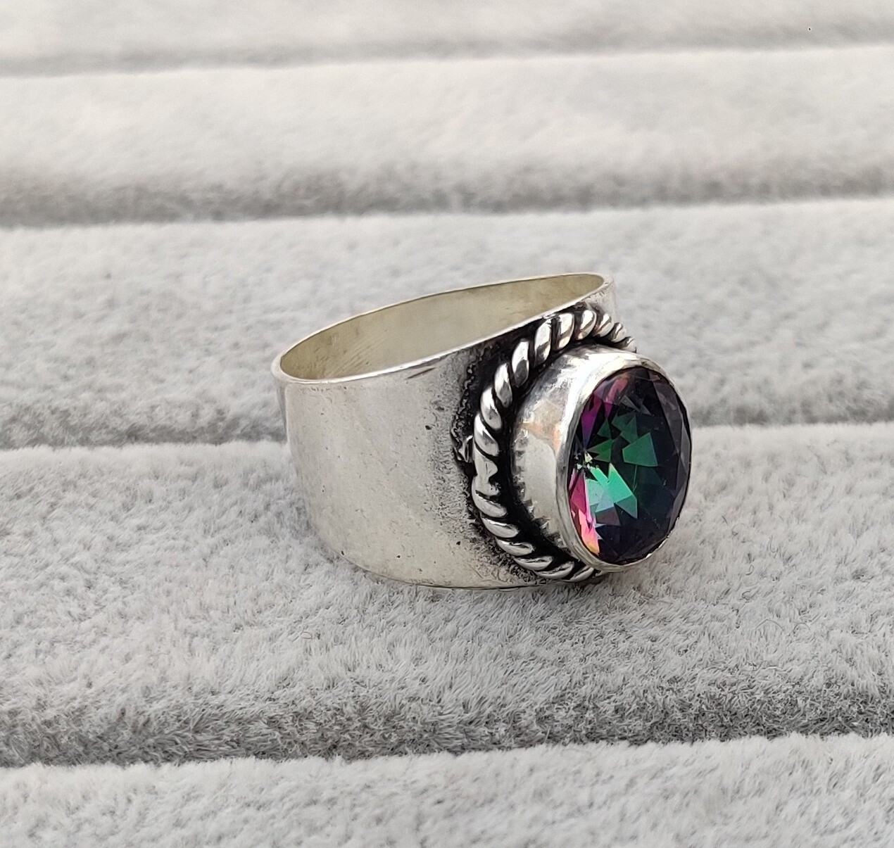 Mystic Topaz Ring Solid 925 Sterling Silver Size 8 Gift for Birthday MO1046