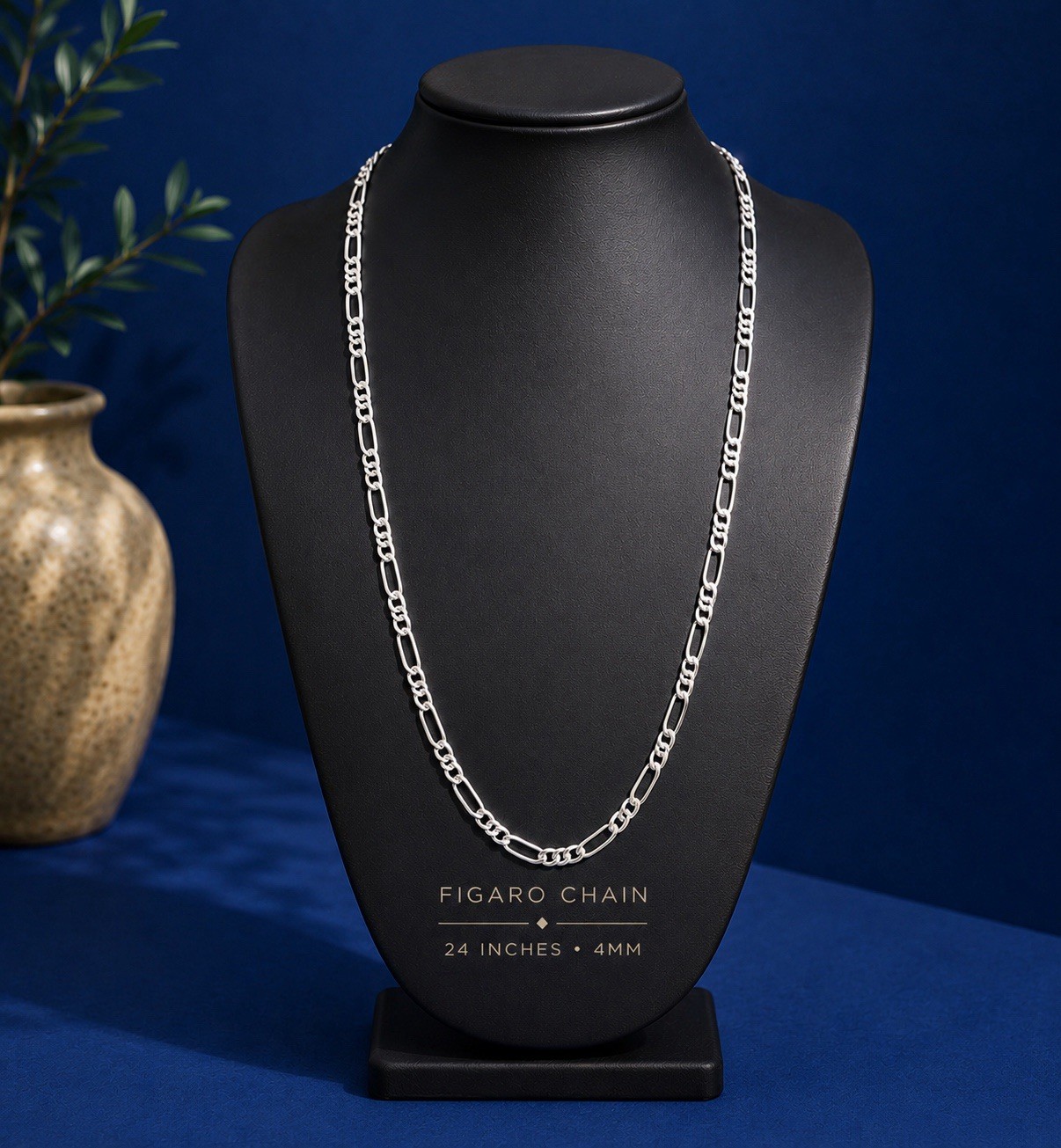 Real 925 italy Sterling Silver Figaro Solid Chain Necklace 18,22,24,30