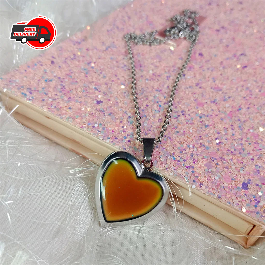 Heart Mood Locket Necklace Color Changing Necklace Temperature Mood Stainless